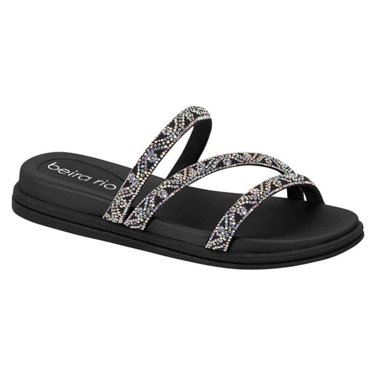 Sandália Beira Rio Papete Tiras Strass - Feminina - Preto+Cinza é ruim? Sandália Beira Rio Papete Tiras Strass - Feminina - Preto+Cinza é boa?