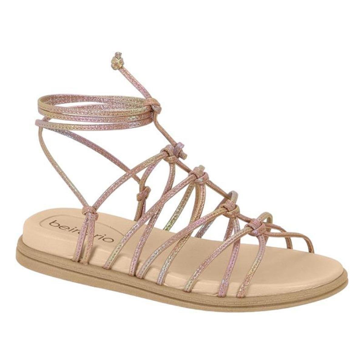 Sandália Beira Rio Rasteira Tira Amarração Feminina Menor preço em Sandália Beira Rio Rasteira Tira Amarração Feminina