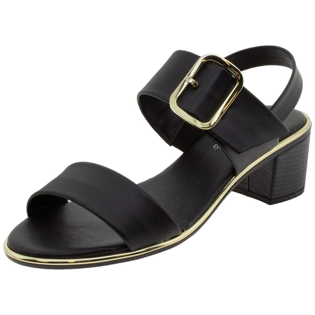 Sandália Beira Rio Salto Baixo Feminina - Preto Menor preço em Sandália Beira Rio Salto Baixo Feminina - Preto