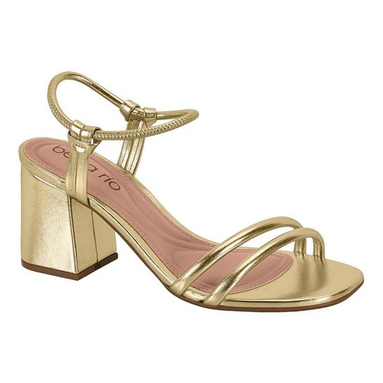 Sandália Beira Rio Salto Bloco Metalizado Feminina Zattini