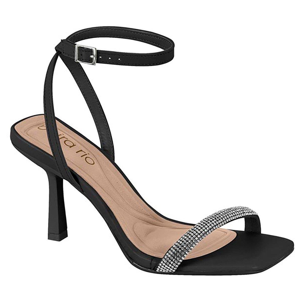 Sandália Beira Rio Salto Fino Alto Strass Feminina Zattini