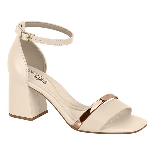 Sandália Beira Rio Salto Grosso Tira Metal Feminina Zattini