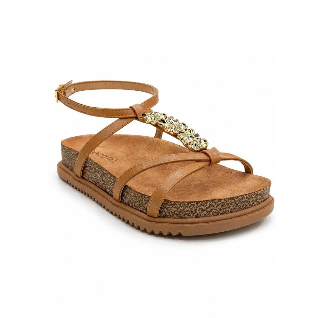 Sandália Beira Rio Strass Bege Leve Feminino Casual