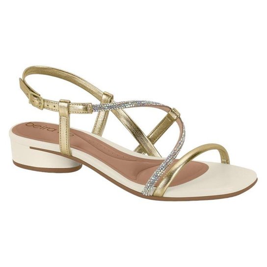 Sandália Beira Rio Tira Com Strass Salto Baixo Feminina Zattini