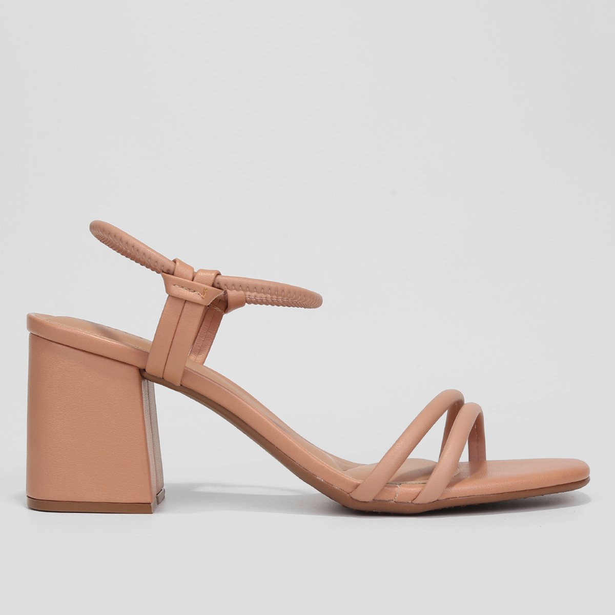 Sandália Beira Rio Tiras Bicolor Salto Grosso Feminina