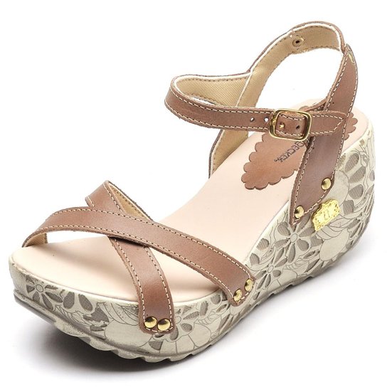 Sandália Betina Beker Top Franca Shoes Anabela Feminina - Marrom
