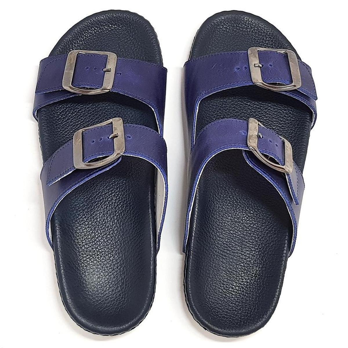 Sandália Birken Couro Com Fivelas MAH Rio Cores Diversas Feminina - Azul Menor preço em Sandália Birken Couro Com Fivelas MAH Rio Cores Diversas Feminina - Azul