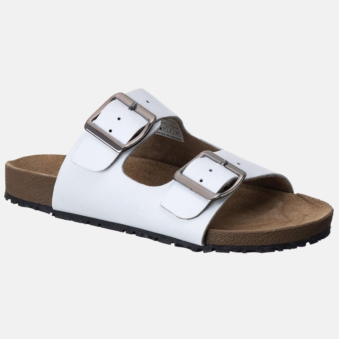 Sandália Birken KIFER Em Couro Legítimo Floater Branco 33 Branco