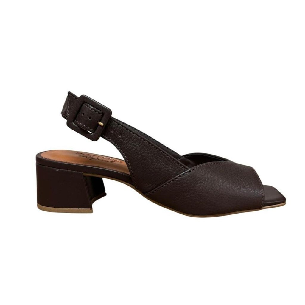 Sandália Bottero Feminina 374004 Salto Bloco Baixo Couro Burnish