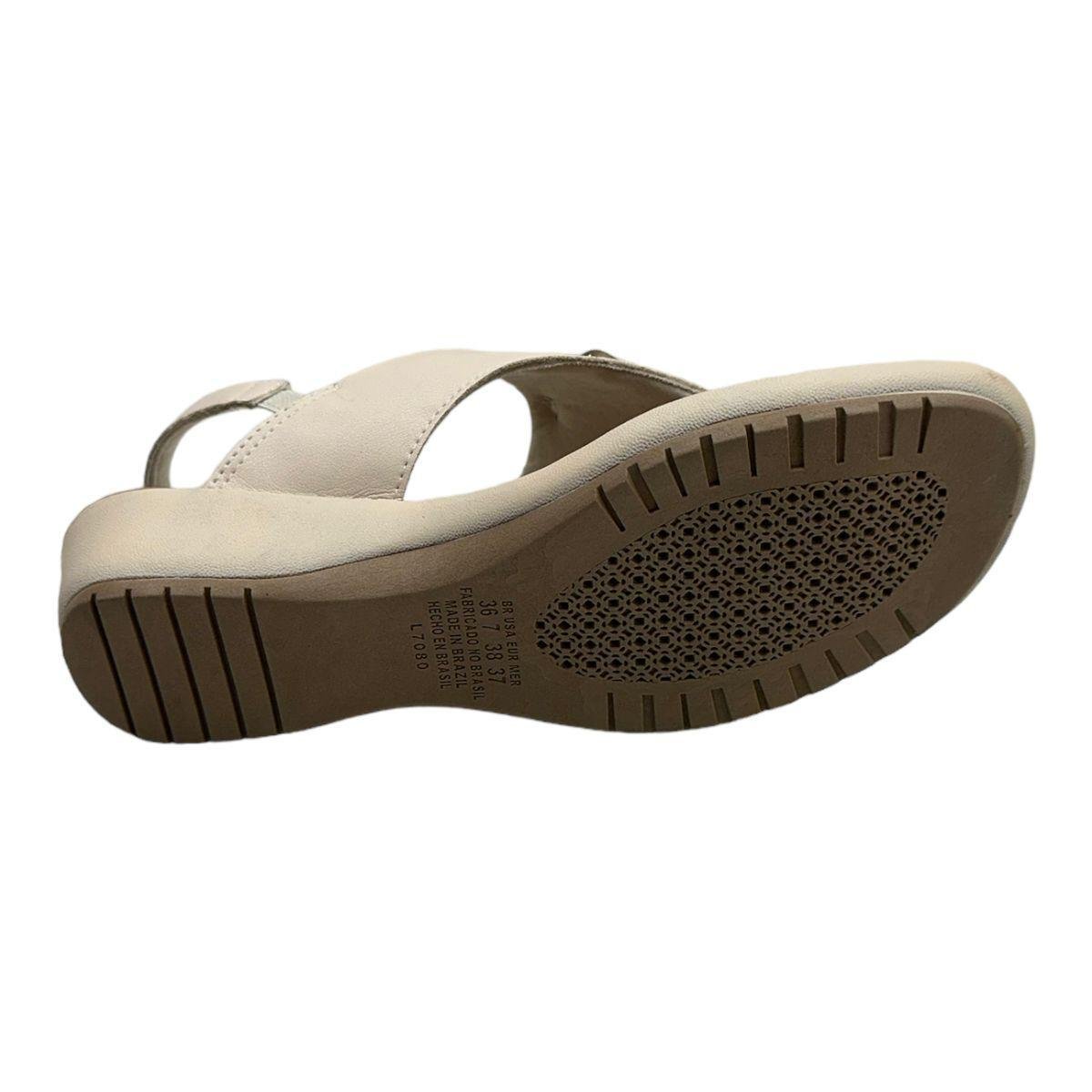 Campesí Anabela Creme Sandália Campesi Comfort Salto Baixo