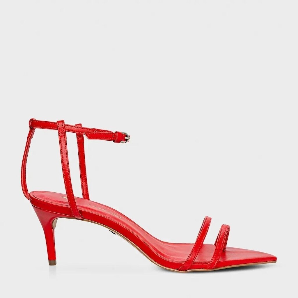 Sandália Carrano Classy Straps Salto Fino Couro Vermelho - 830002