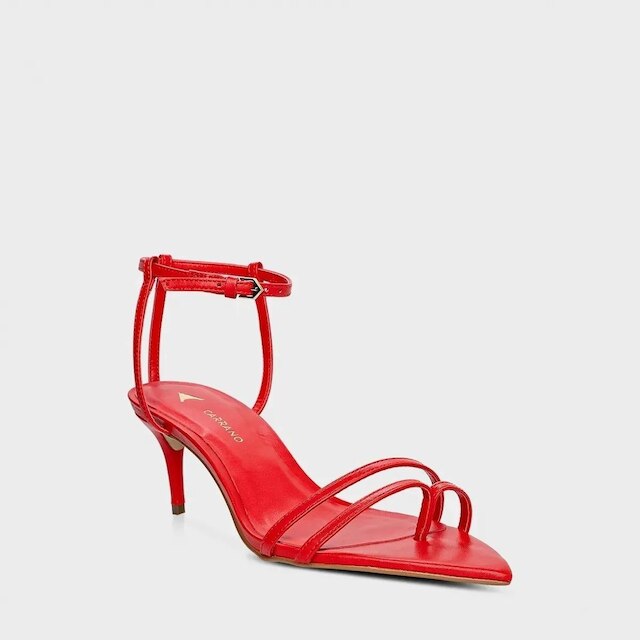 Sandália Carrano Classy Straps Salto Fino Couro Vermelho - 830002