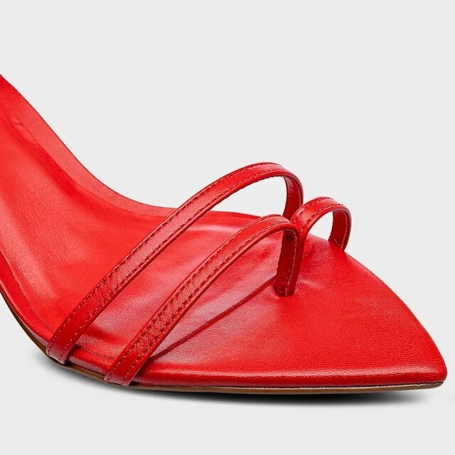 Sandália Carrano Classy Straps Salto Fino Couro Vermelho - 830002