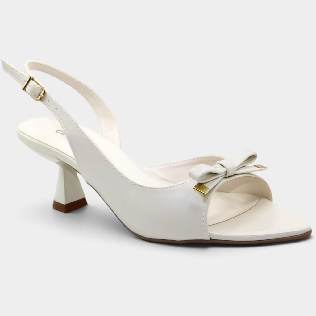 Sandália Casteliê Slingback Bico Fino Laço Feminina - Off White - 34