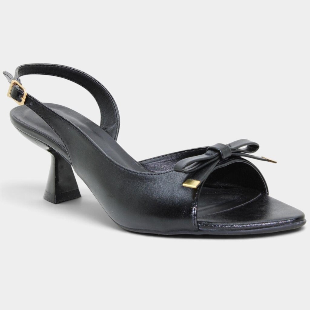 Sandália Casteliê Slingback Bico Fino Laço Feminina - Preto - 34