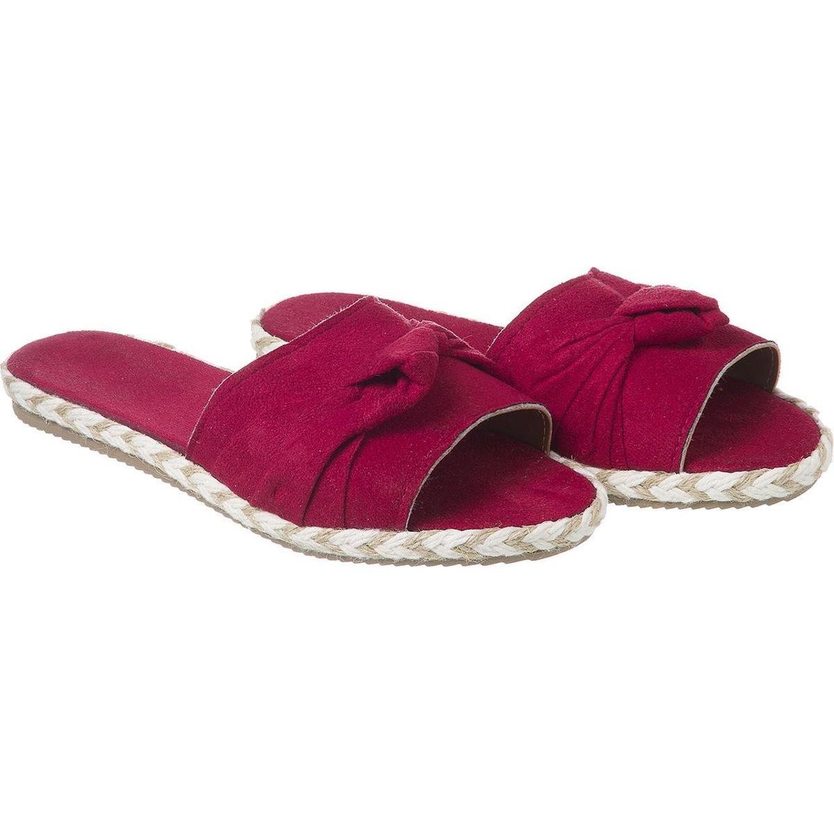 Sandália Casual Feminina Rasteirinha Chinelo Corda Sem Bico - Vermelho Menor preço em Sandália Casual Feminina Rasteirinha Chinelo Corda Sem Bico - Vermelho