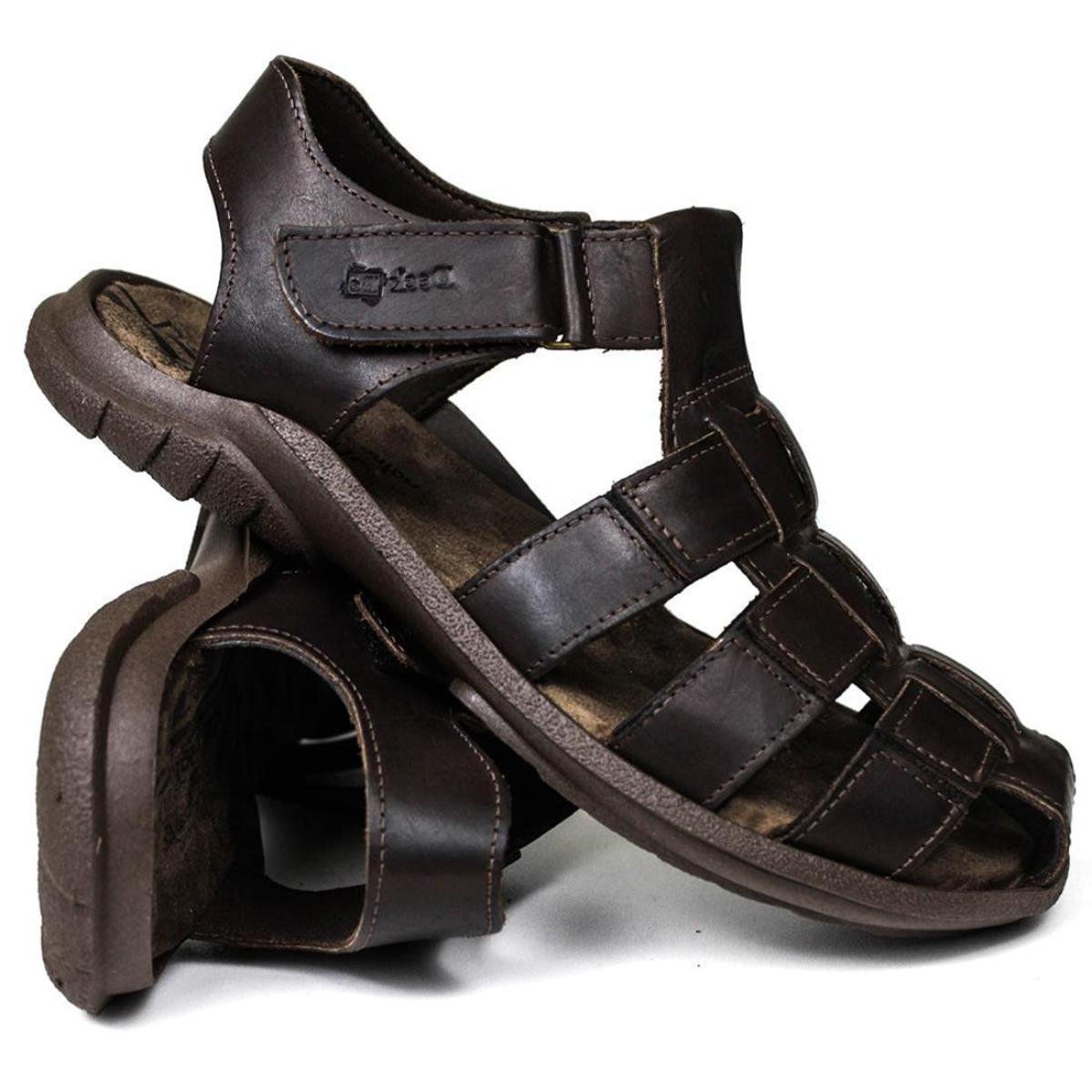 Sandália Casual Masculino Couro Látego - Marrom Escuro Menor preço em Sandália Casual Masculino Couro Látego - Marrom Escuro
