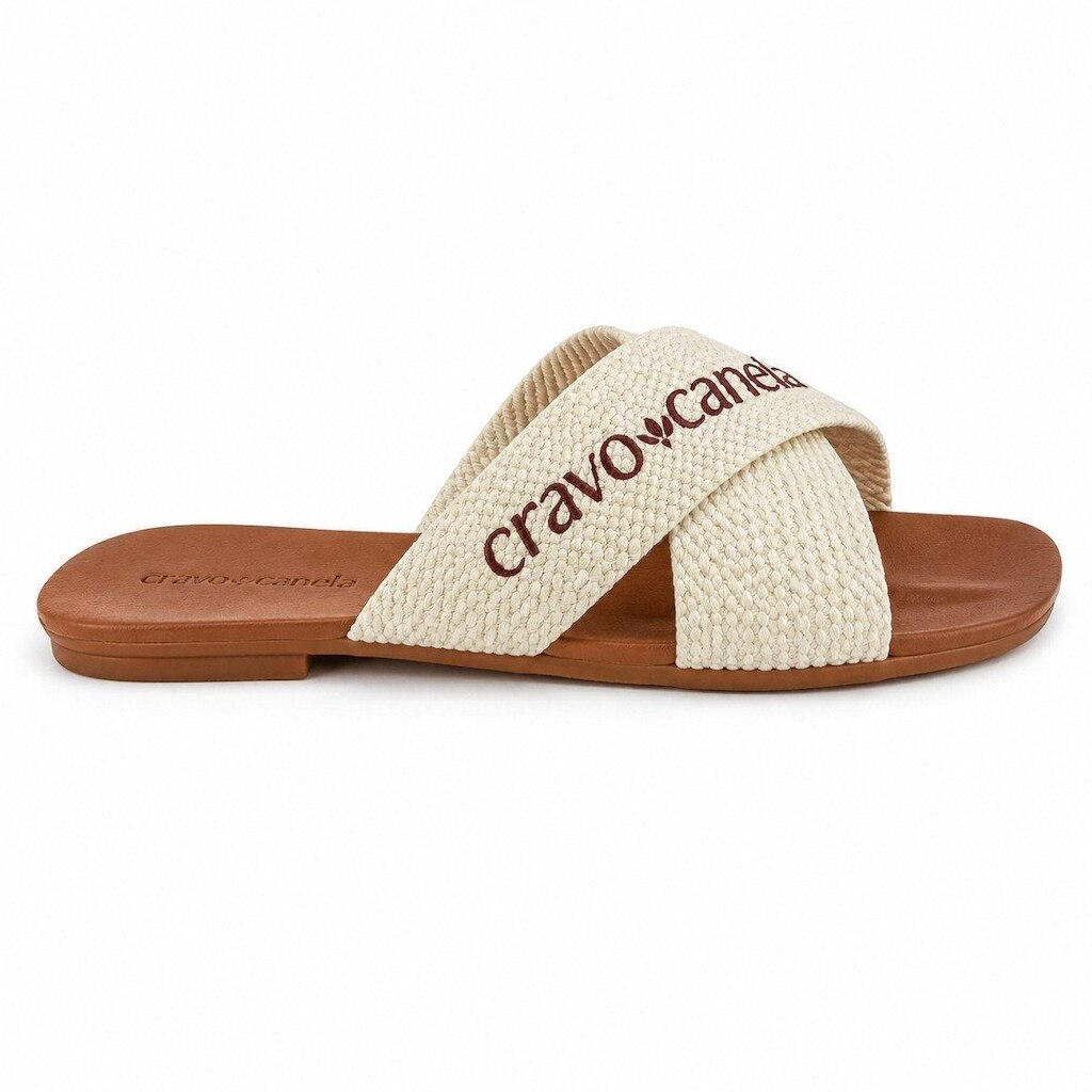 Sandália Chinelo Cravo E Canela Feminina 2429CC Conforto Moda - Branco Off