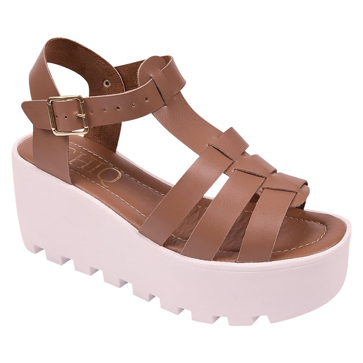 Sandália Chiquiteira Anabela Tratorada Três Faixas | Zattini