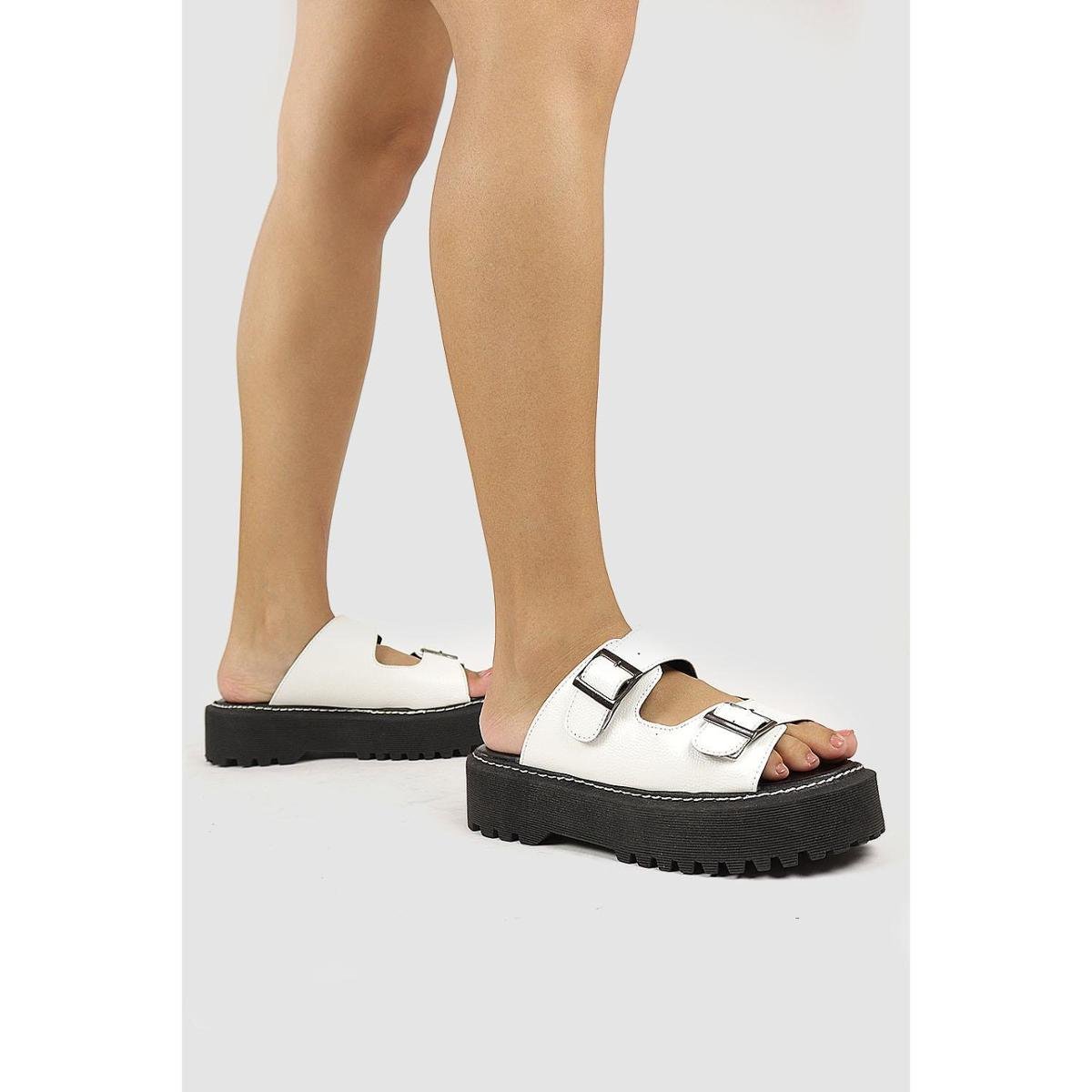 Sandália Chiquiteira Flatform 2 Fivelas Napa AC - Branco | Zattini