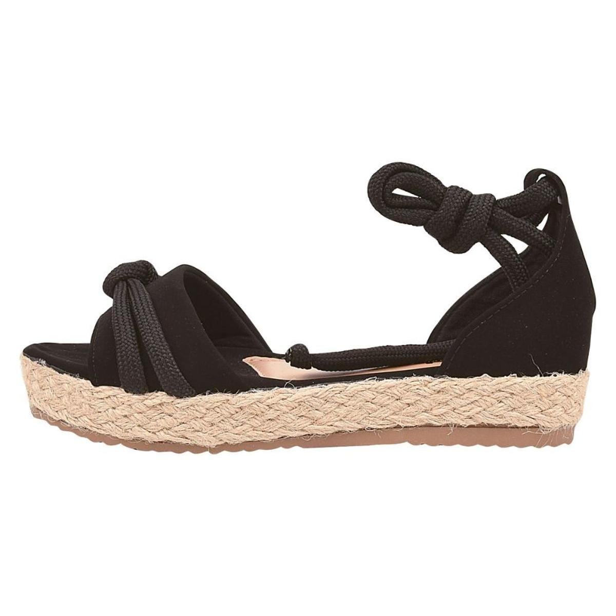 Sandália Chiquiteira Flatform Corda Amarrar Nó Nobuck BRA Feminina | Zattini