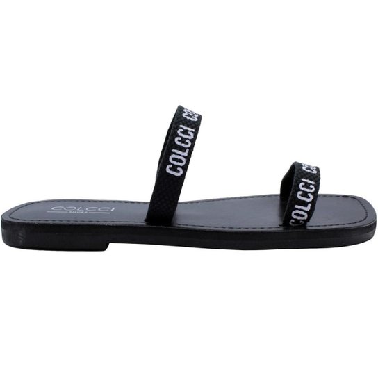 Sandália Colcci Flat Gorgurão Fina Preta Feminina Zattini