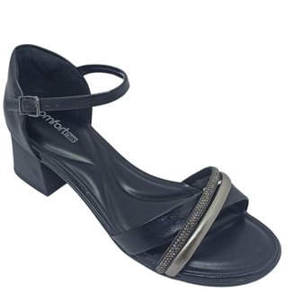 Sandália Comfort Flex Feminina Napa/Velvet com Tira em Brilho Cor:;Tamanho:36;Gênero:Feminino