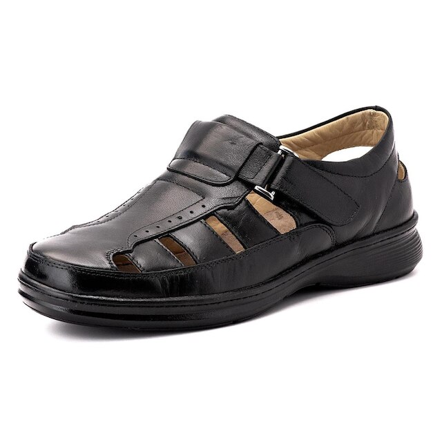 Sandália Comfort Masculino em Couro Preto