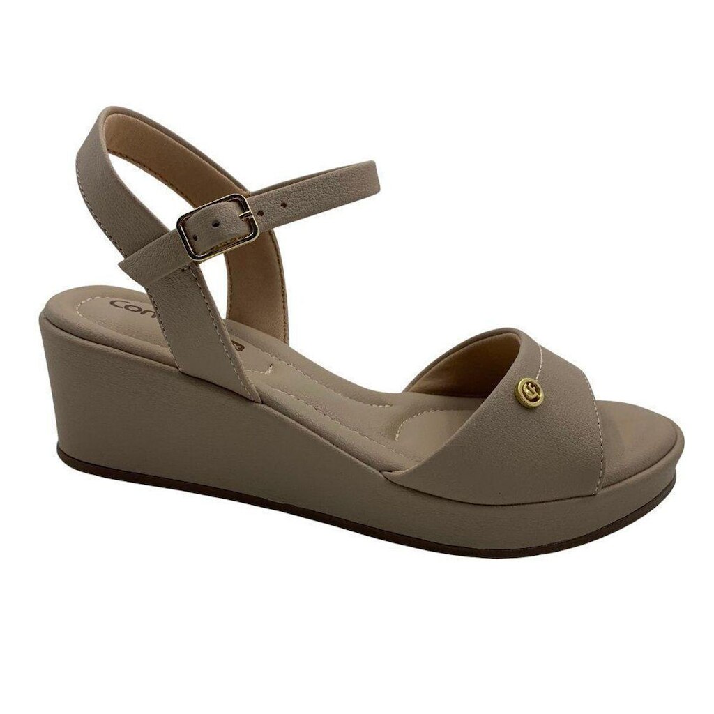 Sandália Comfortflex Anabela Nude 2653403 - Avelã 39