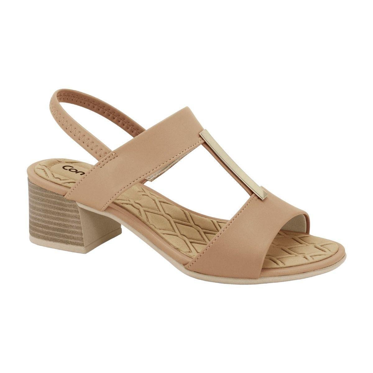 Sandália Comfortflex Feminina 2456305 Salto Grosso Medio Casual