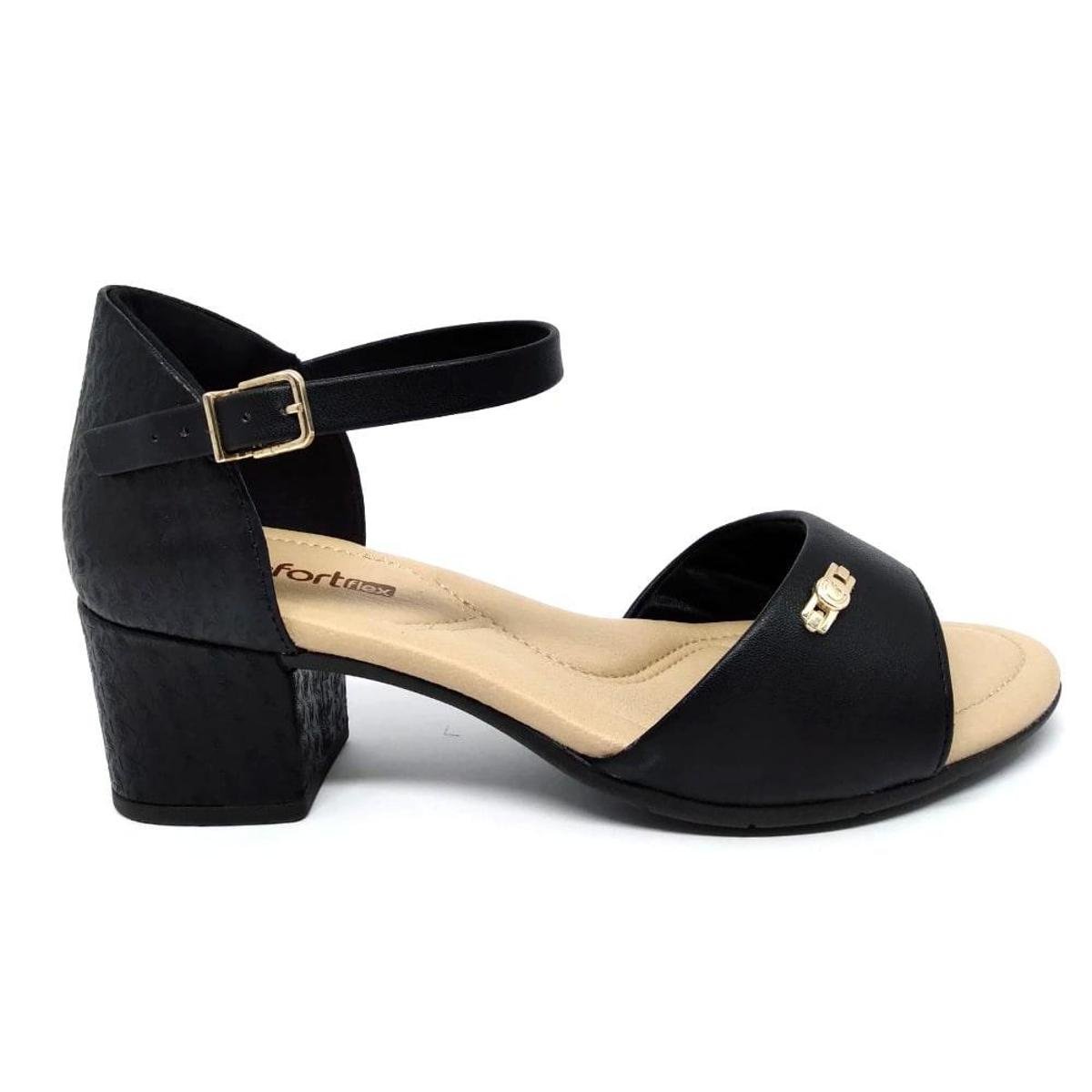 Sandália Comfortflex Ortopédica Vest Plus Com Salto Bloco Preta - Preto Menor preço em Sandália Comfortflex Ortopédica Vest Plus Com Salto Bloco Preta - Preto