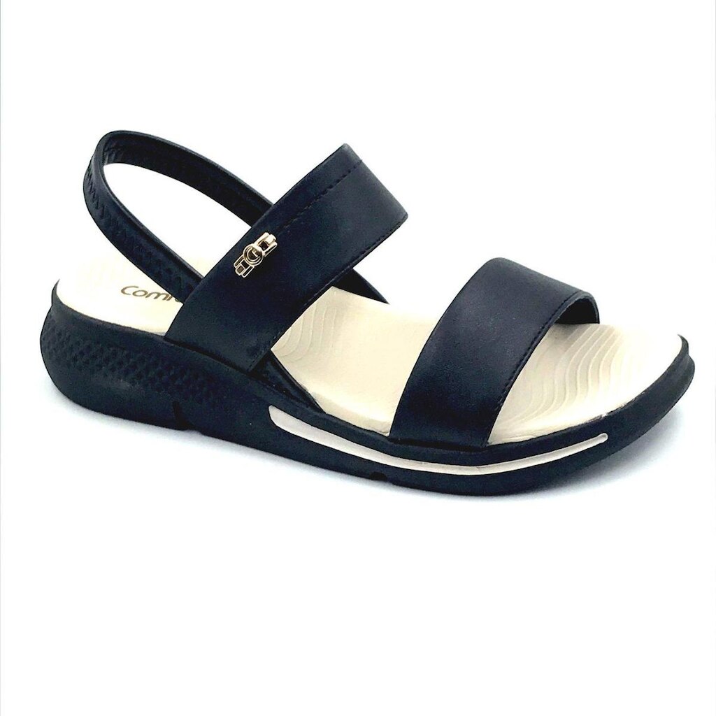 Sandália Comfortflex Papete Calce Fácil Preta 2368403
