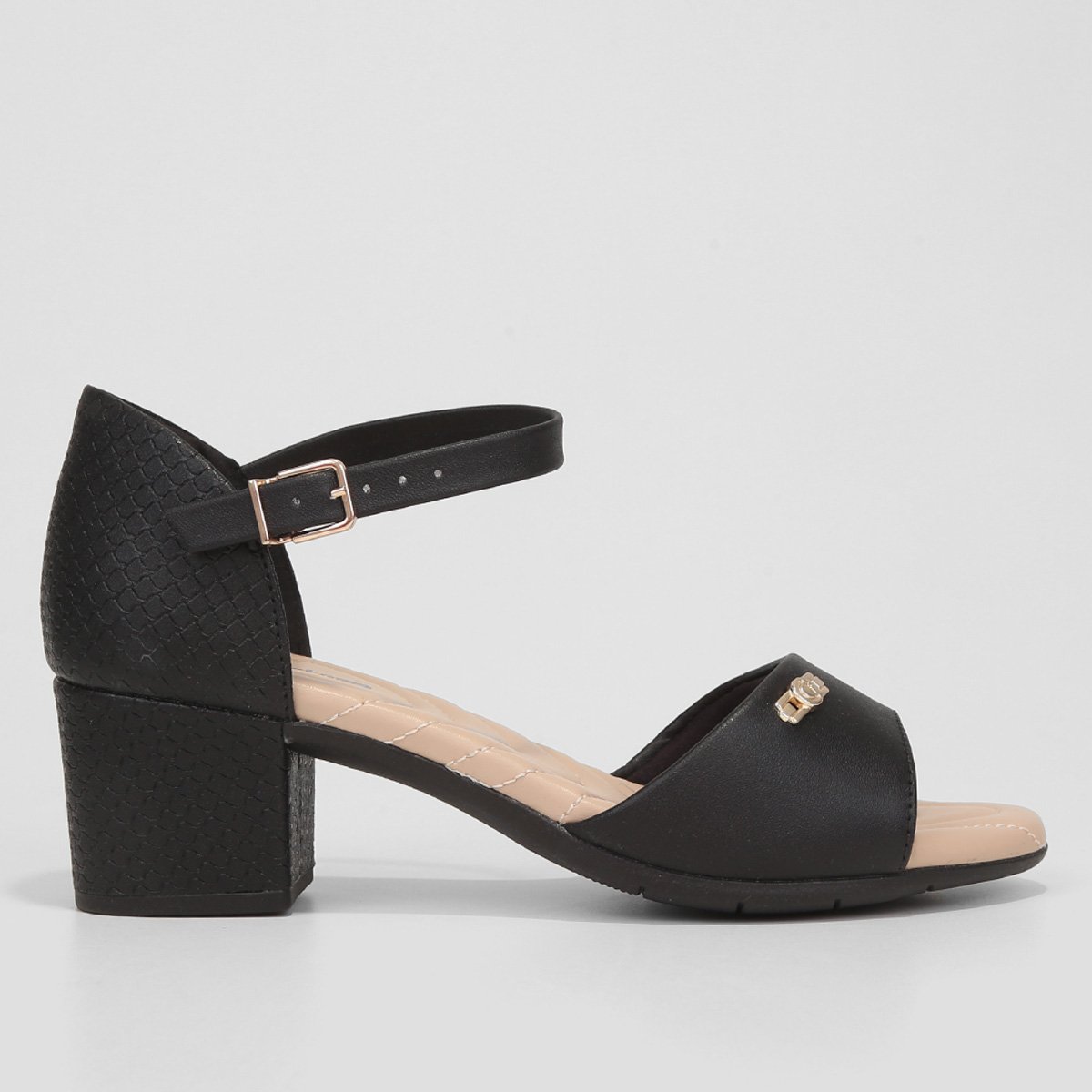 Sandália Comfortflex Salto Bloco Feminina - Preto Menor preço em Sandália Comfortflex Salto Bloco Feminina - Preto