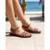 Sandália Couro Andacco Rasteira Feminina Trama 12401 - Bronze
