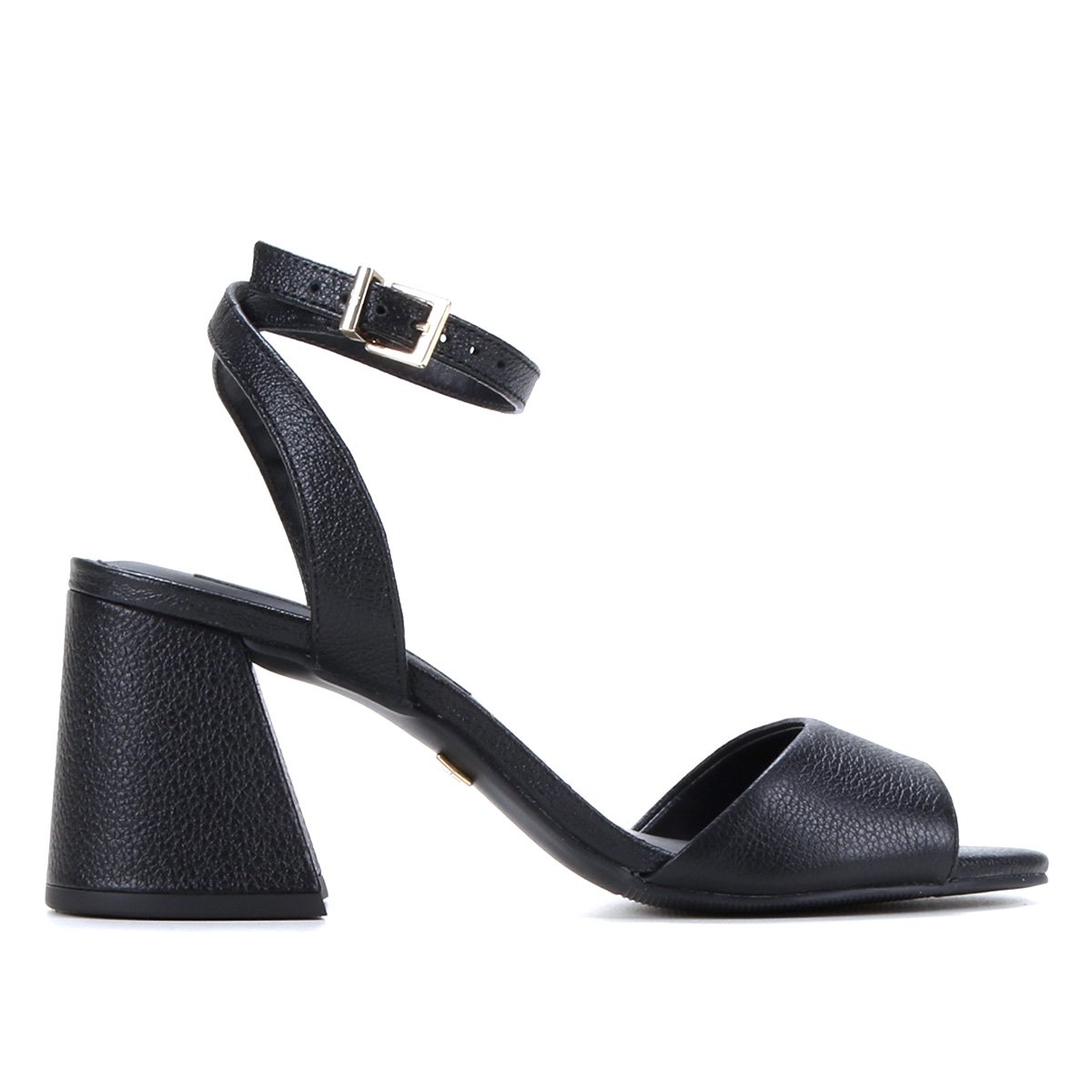 Sandália Couro Jorge Bischoff Salto Médio Grosso Feminina - Preto Menor preço em Sandália Couro Jorge Bischoff Salto Médio Grosso Feminina - Preto