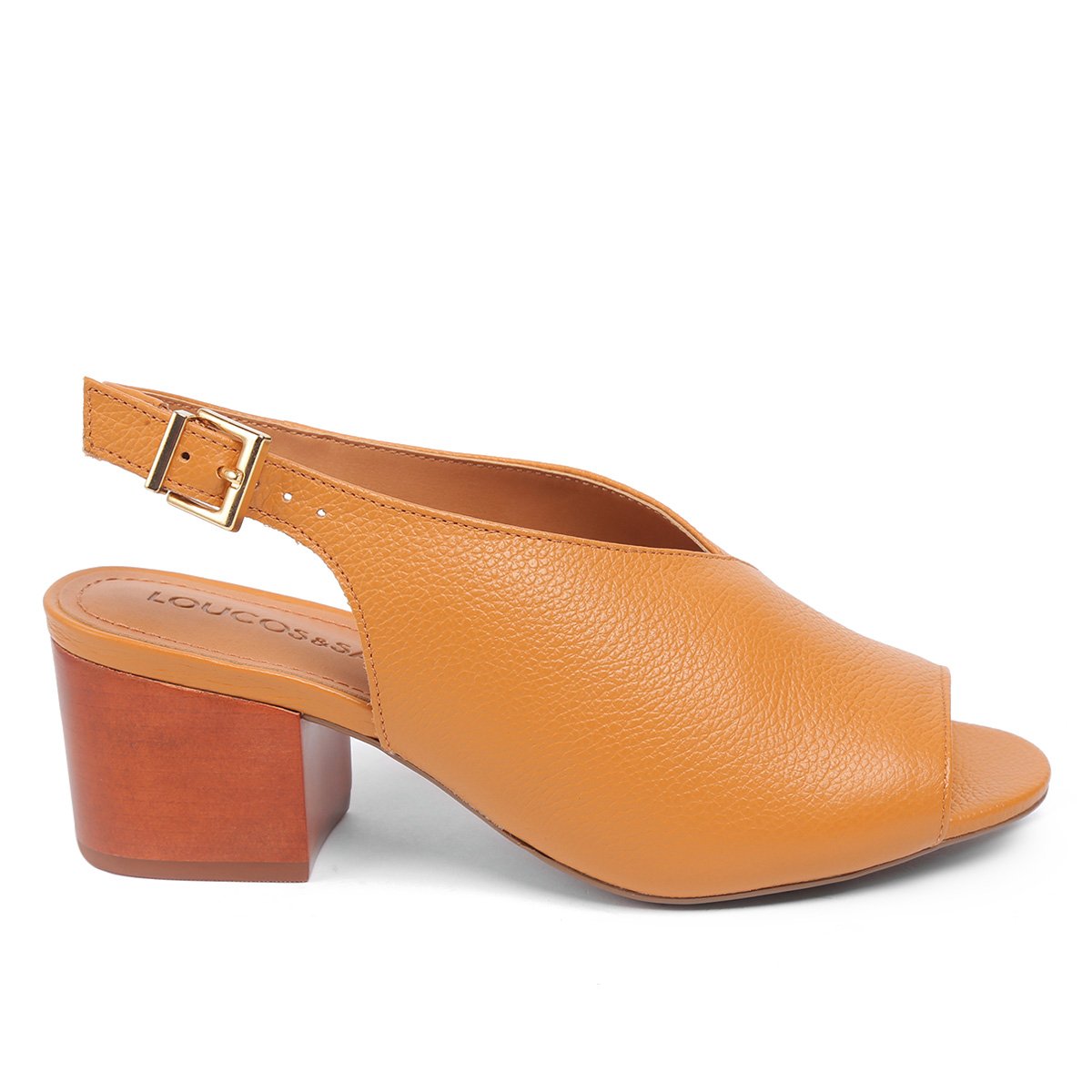 Sandália Couro Loucos & Santos Salto Grosso Recorte V Feminina - Caramelo é ruim? Sandália Couro Loucos & Santos Salto Grosso Recorte V Feminina - Caramelo é boa?