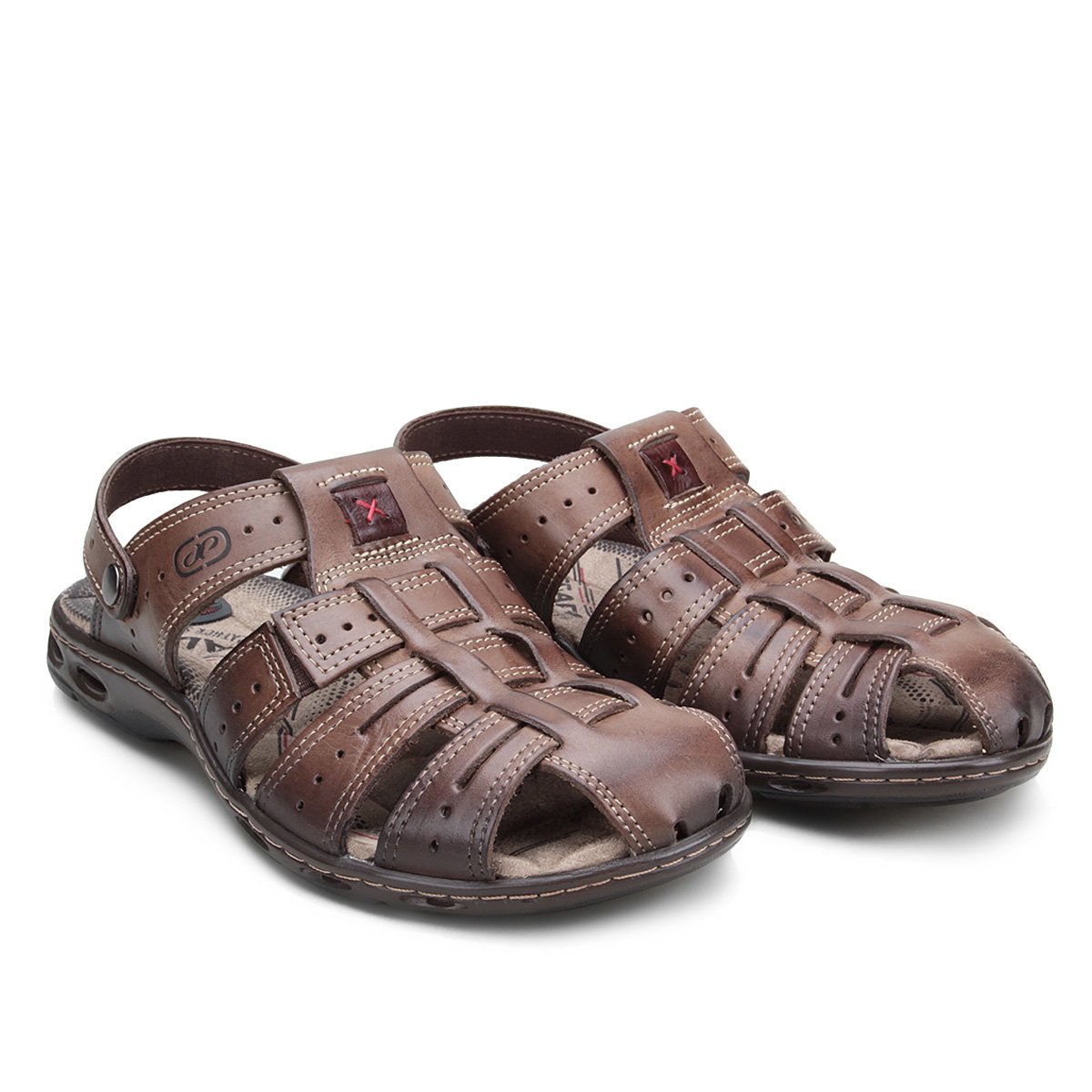 sandália couro pegada tiras masculino