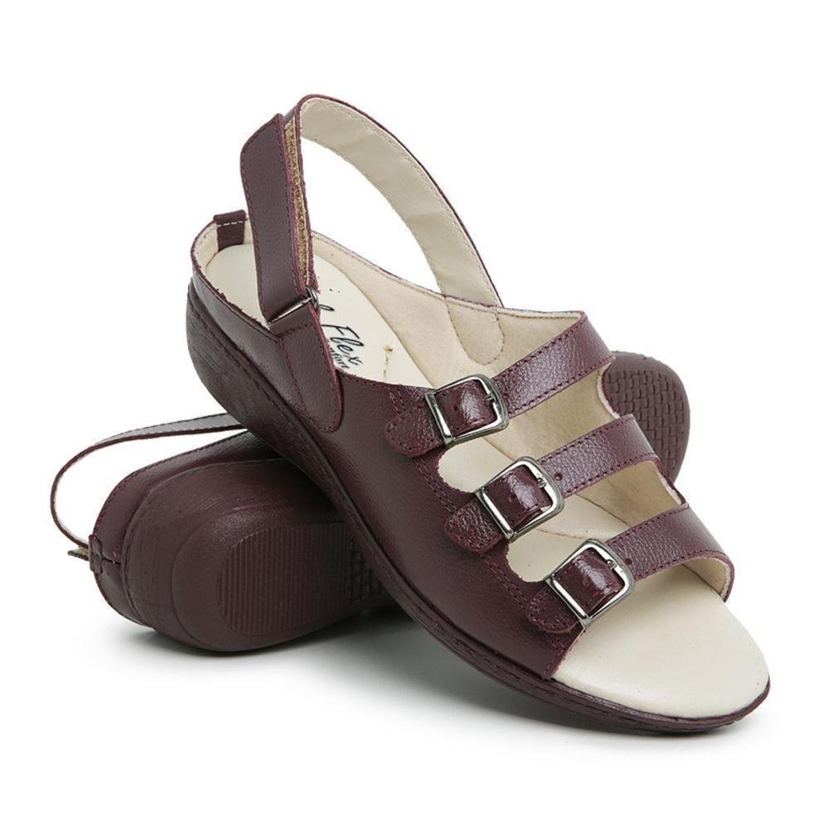 Sandália Couro Pizaflex Ortopédica Feminina - Marrom Menor preço em Sandália Couro Pizaflex Ortopédica Feminina - Marrom