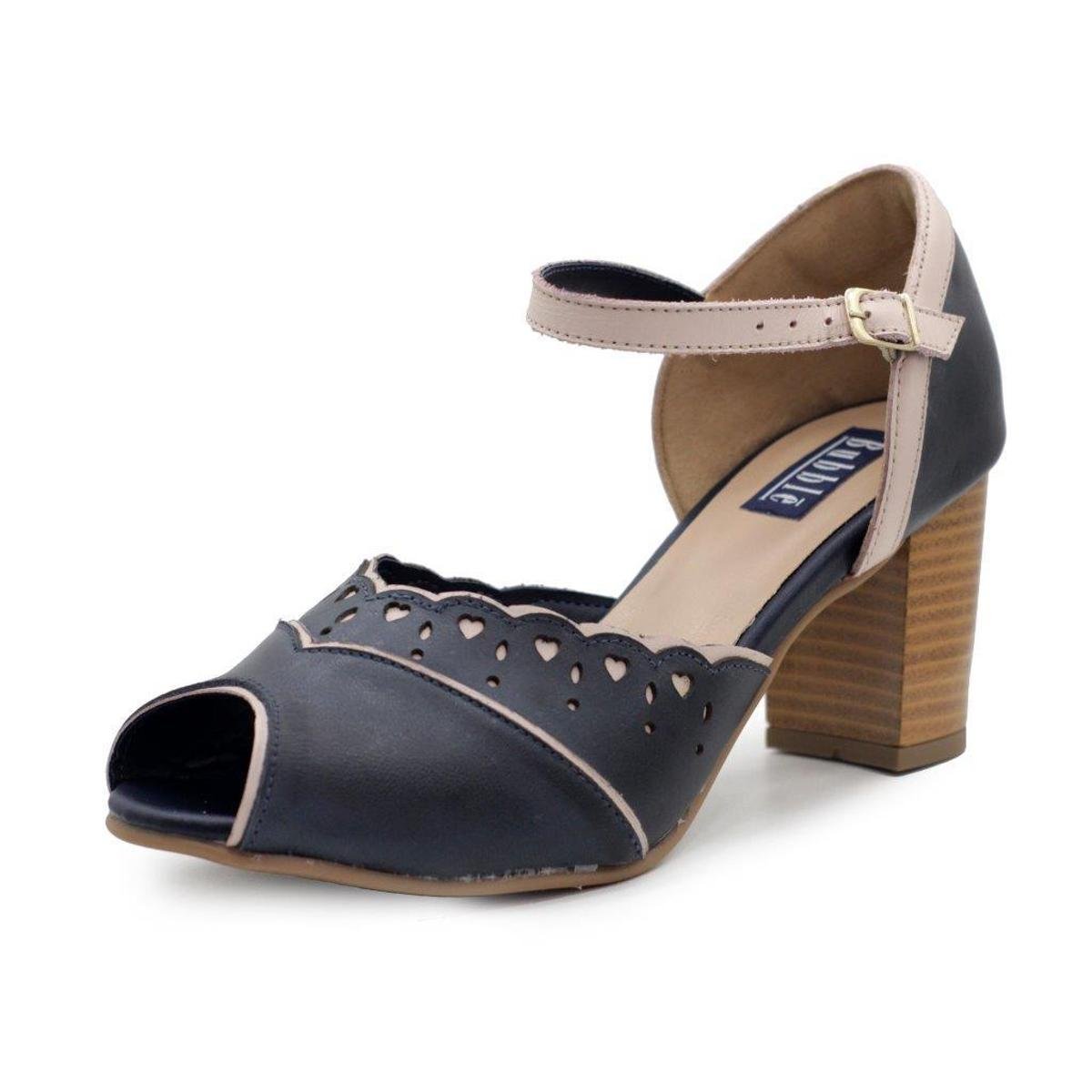 sandalia retro salto grosso