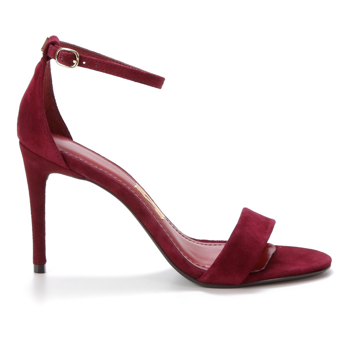 Sandália Couro Santa Lolla Salto Fino Camurça Feminina - Vermelho Escuro Menor preço em Sandália Couro Santa Lolla Salto Fino Camurça Feminina - Vermelho Escuro