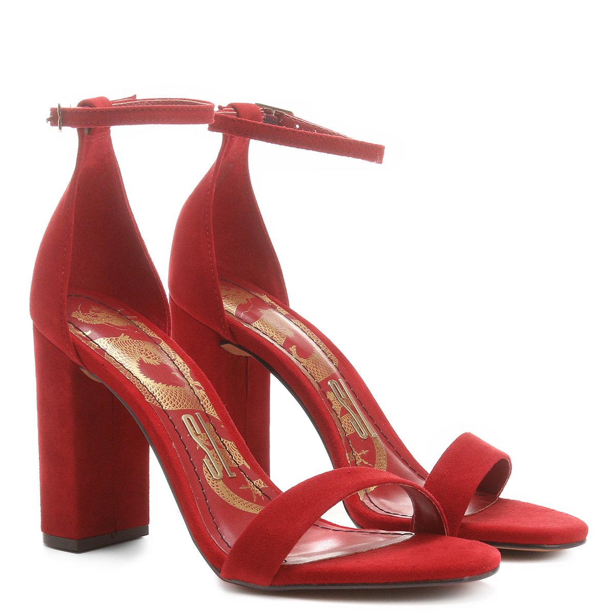 sandalia salto grosso tira fina