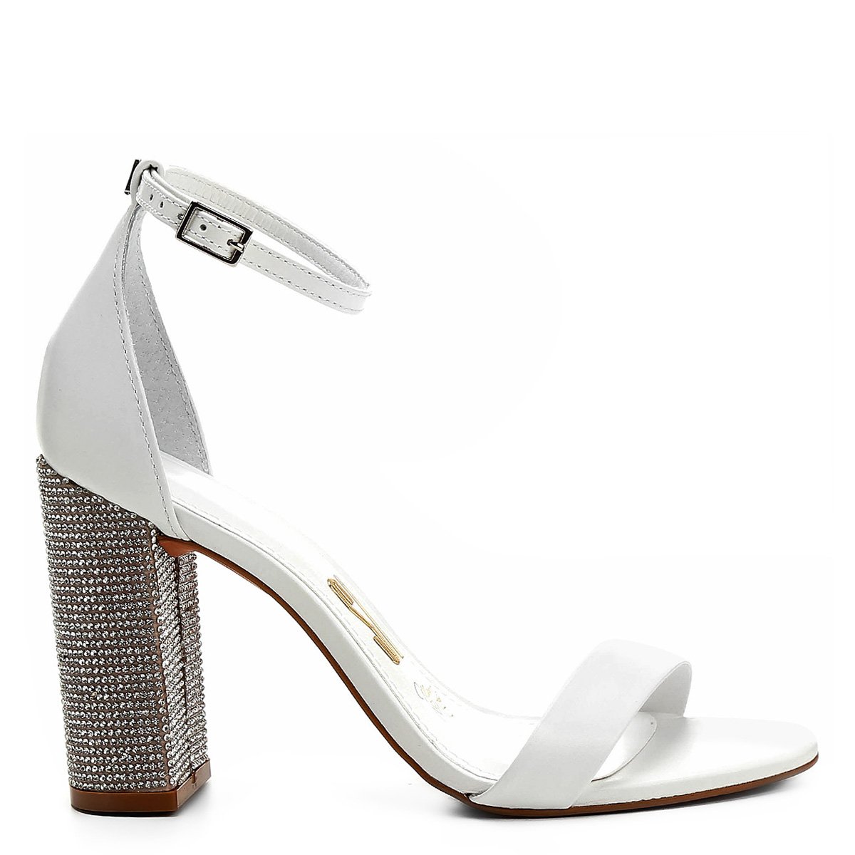 sandalia salto grosso com strass