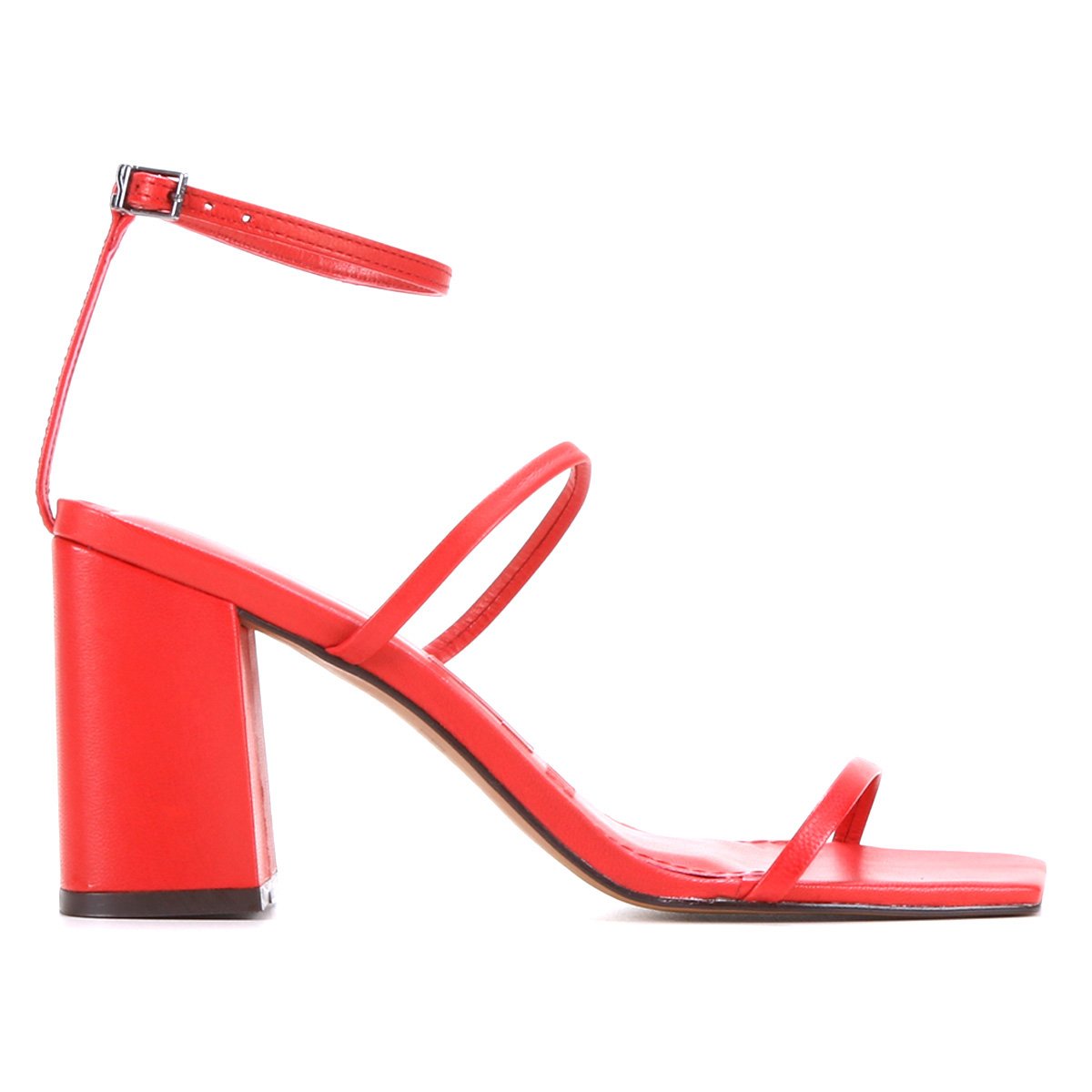 Sandália Couro Santa Lolla Salto Grosso Tiras Feminina - Vermelho Menor preço em Sandália Couro Santa Lolla Salto Grosso Tiras Feminina - Vermelho