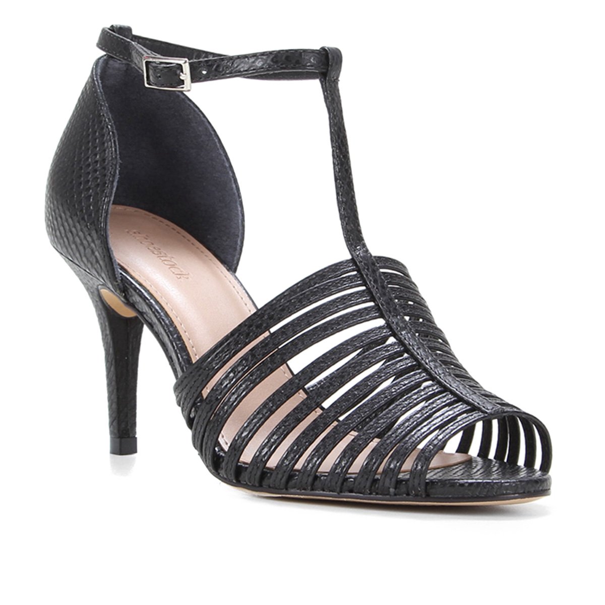 Sandália Couro Shoestock Cobra Tiras Finas Feminina - Preto Menor preço em Sandália Couro Shoestock Cobra Tiras Finas Feminina - Preto