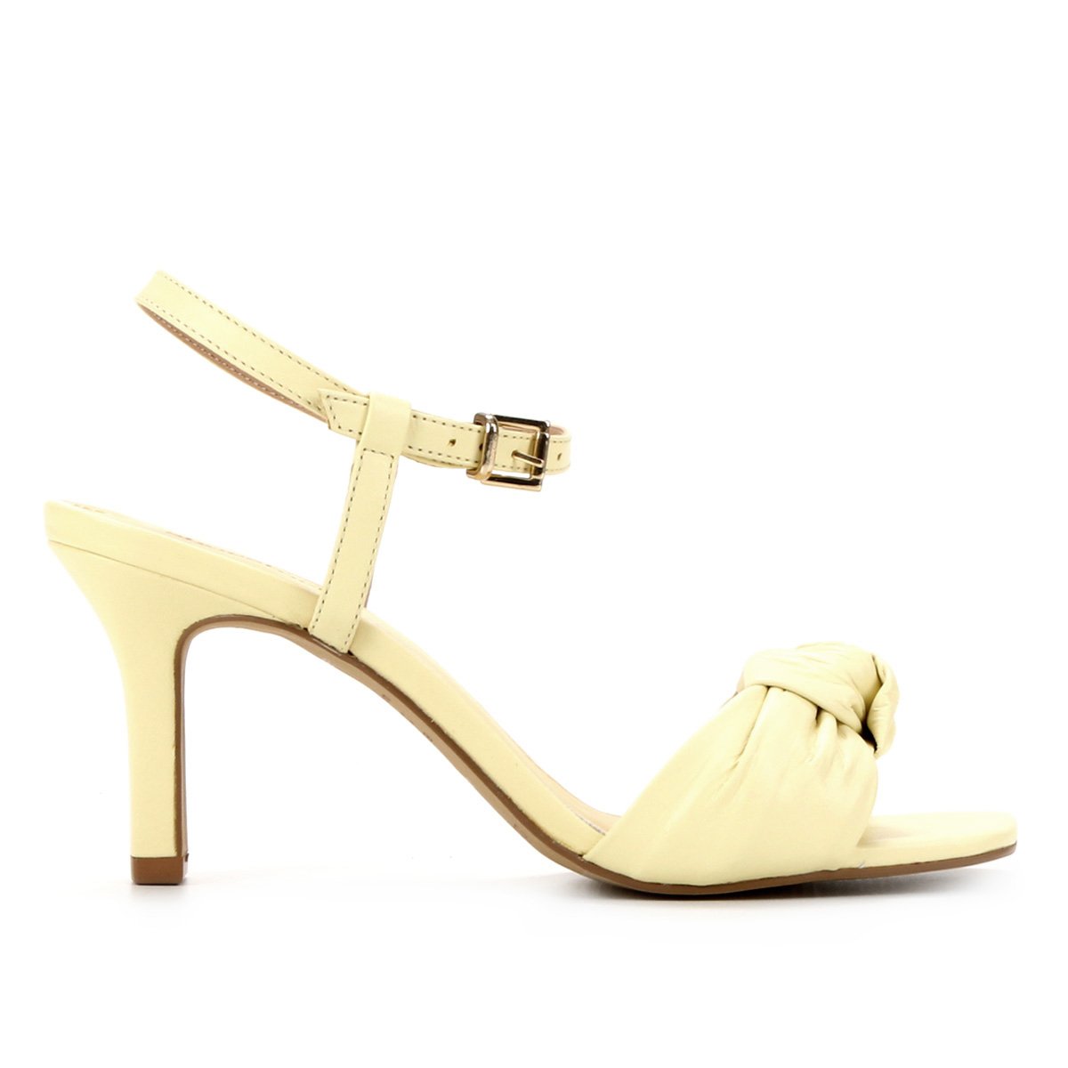 Sandália Couro Shoestock Comfy Salto Médio Feminina - Amarelo Claro Menor preço em Sandália Couro Shoestock Comfy Salto Médio Feminina - Amarelo Claro