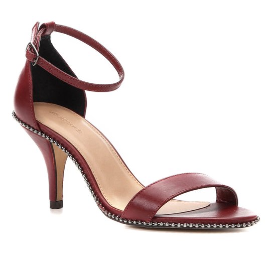 Sandália Couro Shoestock Salto Fino Glam Feminina - Vinho