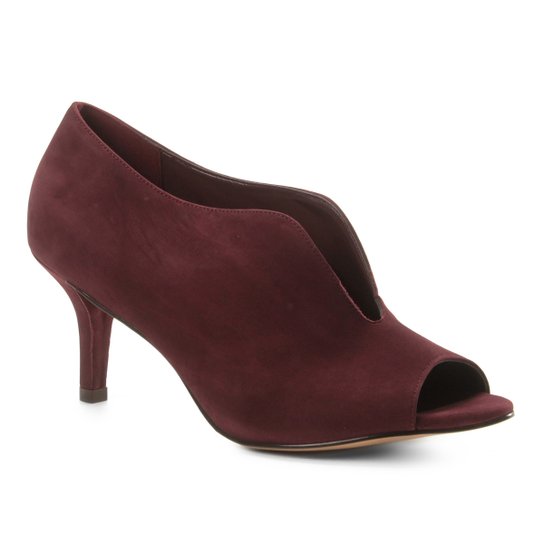 Sandália Couro Shoestock Salto Fino Vamp Feminina - Vinho