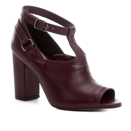 Sandália Couro Shoestock Sandal Boot Feminina - Bordô