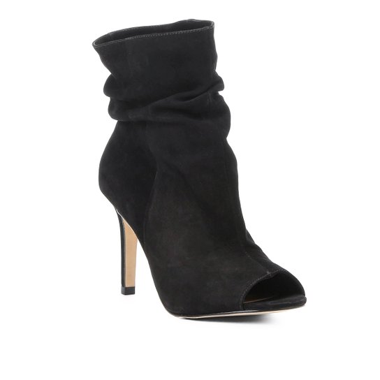 Sandália Couro Shoestock Slouch Salto Fino Feminina - Preto