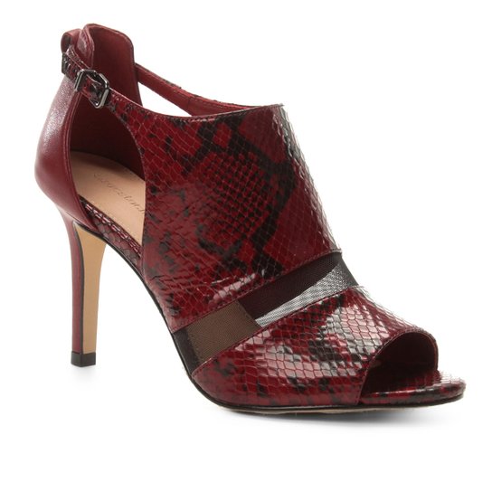 Sandália Couro Shoestock Snake Tela Feminina - Vinho